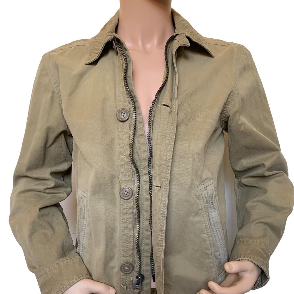 Abercrombie & Fitch Wakely Jacket Mens Medium Khaki Tan Distressed Military